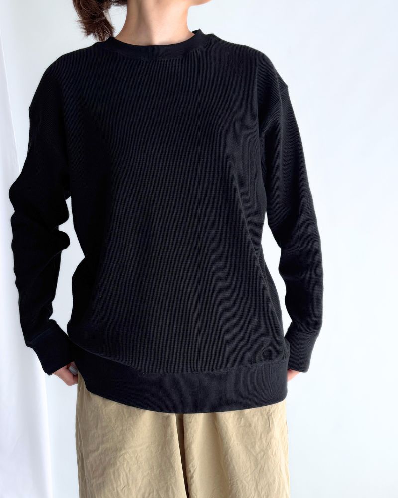 Waffle Long Sleeve Tee in Black