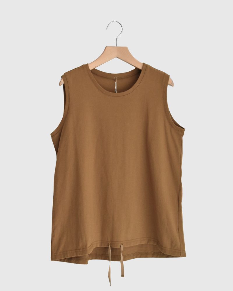 Sleeveless Drawstring T-shirt DarkCamel
