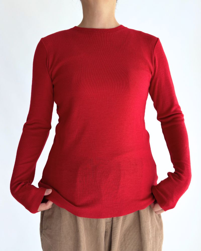 Crew neck slim fit (wool) in Red