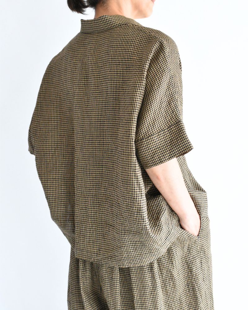 Wide Cuffed Shirt in Camel/Black