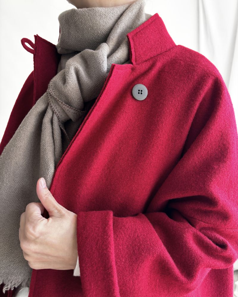 Stand Collar Square Jacket (W/N) in Red