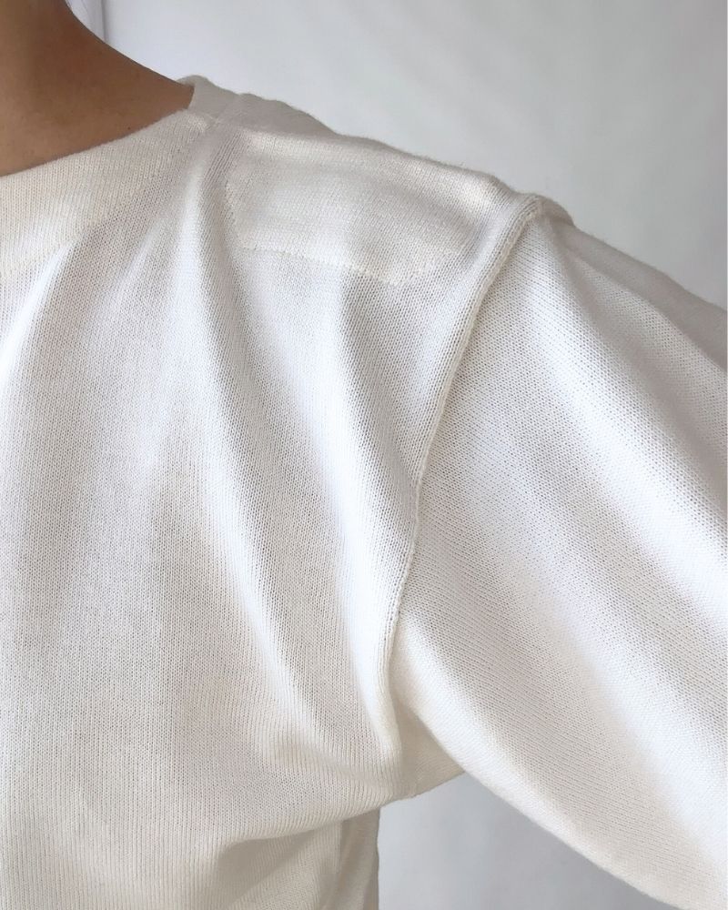 TRICOLOR BOAT NECK COTTON KNIT PULLOVER in White