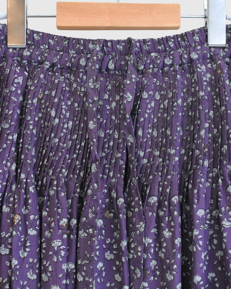 Rajasthan Tuck Gathered Skirt with Lining in Purple
