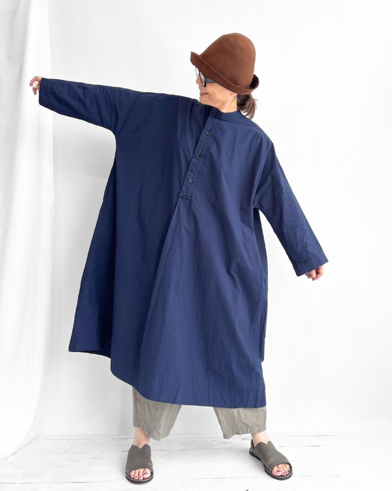 Henley Neck Dress in Navy