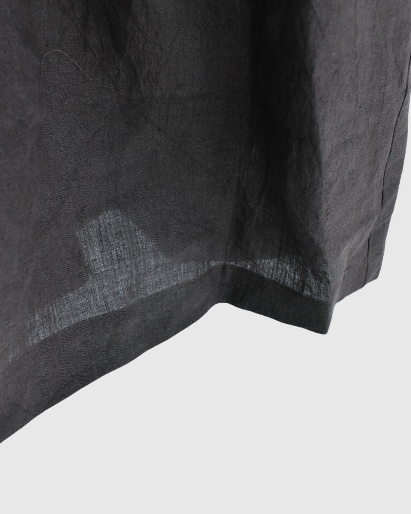 Sleeveless Gathered Dress (LINEN) in Black