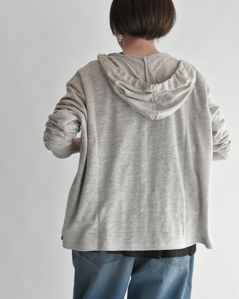 Linen Hooded Cardigan in Natural