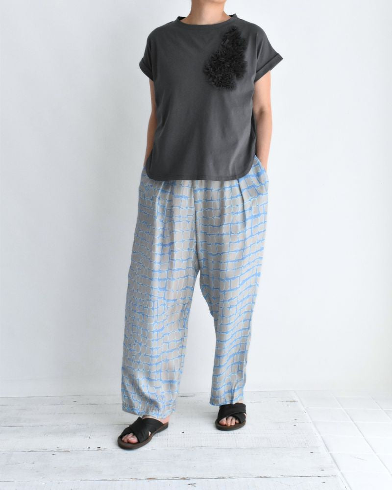Tulle Embroidered Cotton Jersey Pullover 'NATTI' in Charcoal