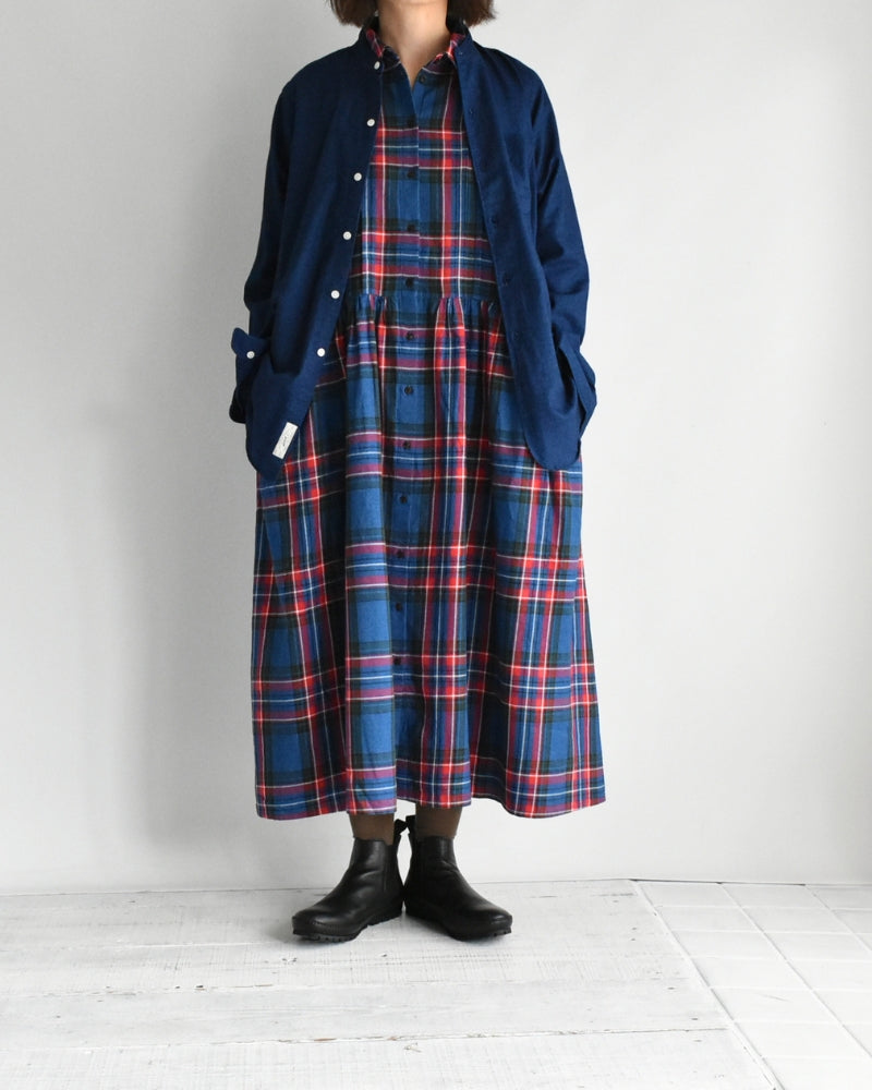 Indigo Tartan Foundation Shirt Dress in Indigo