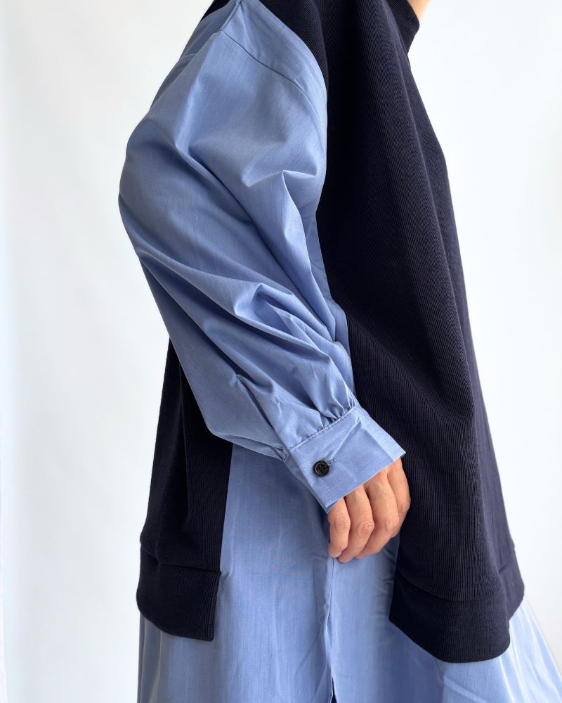 Knit combination top 'JOHA' in Navy