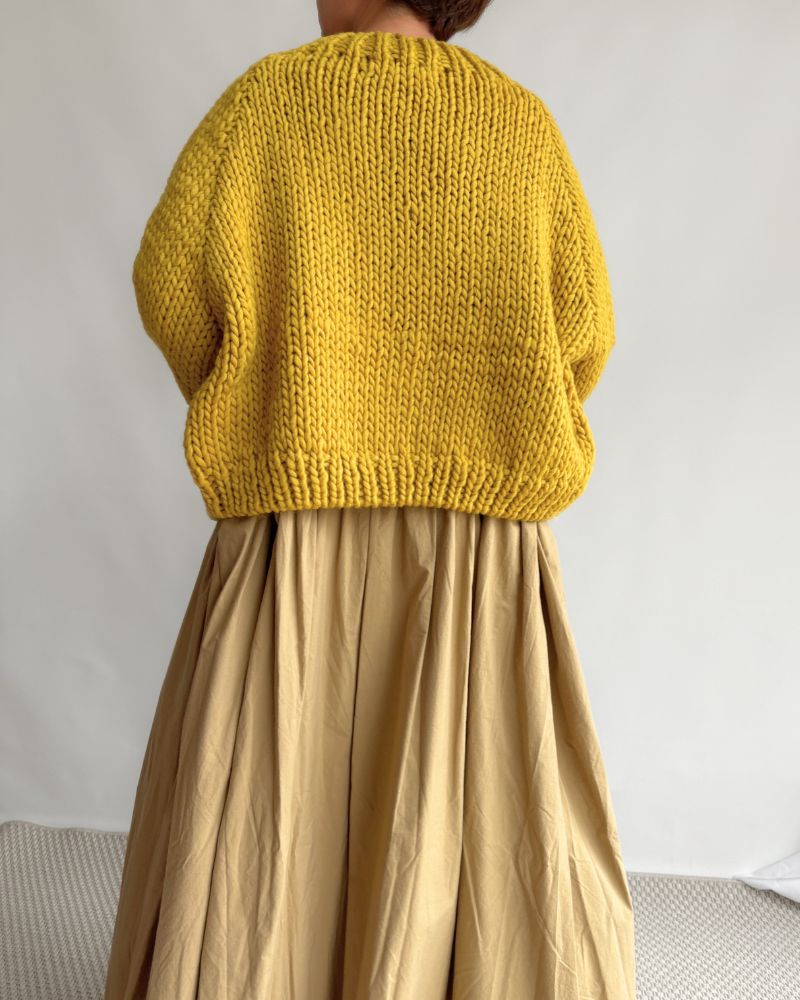 PERU Hand-Knit Short Cardigan in Yellow