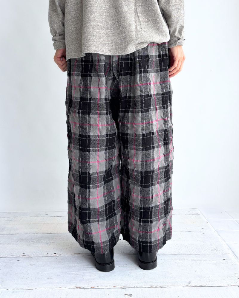 Cotton wool checked pants in Gray