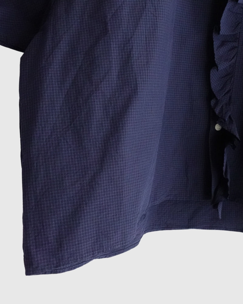 Collar & Front Frill Blouse in Navy