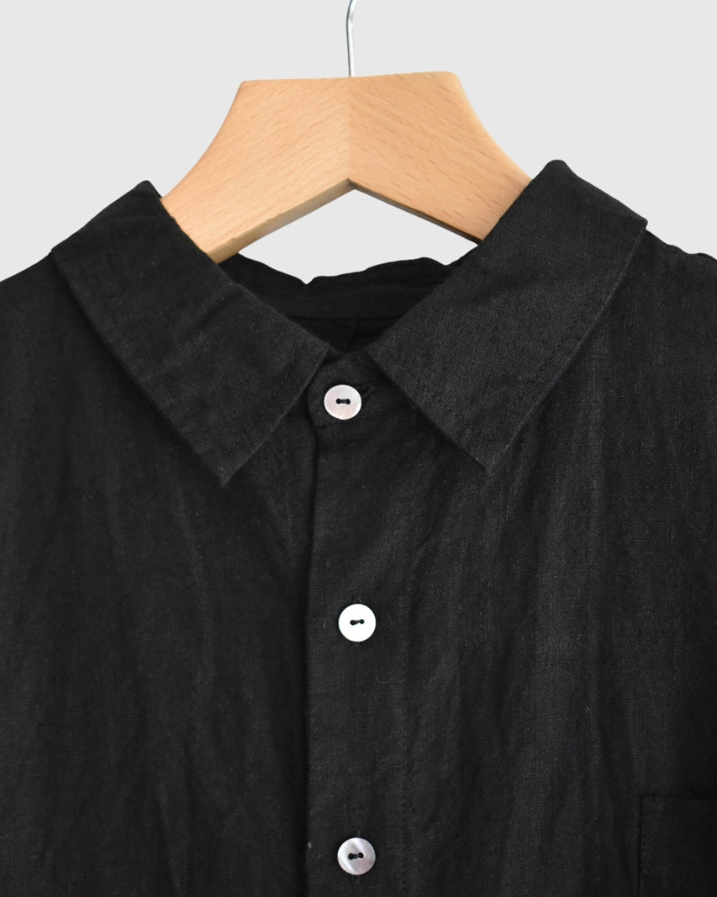 Handwoven 60 Linen Shirt in Black