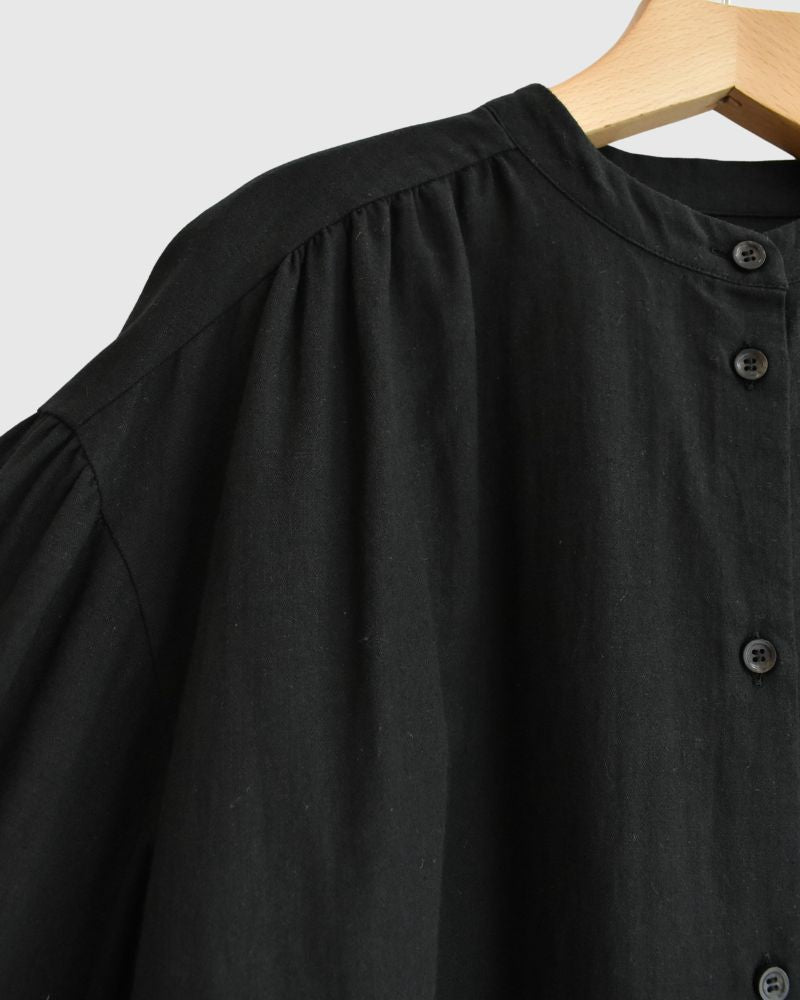 Camille Band Collar Shirt in Black
