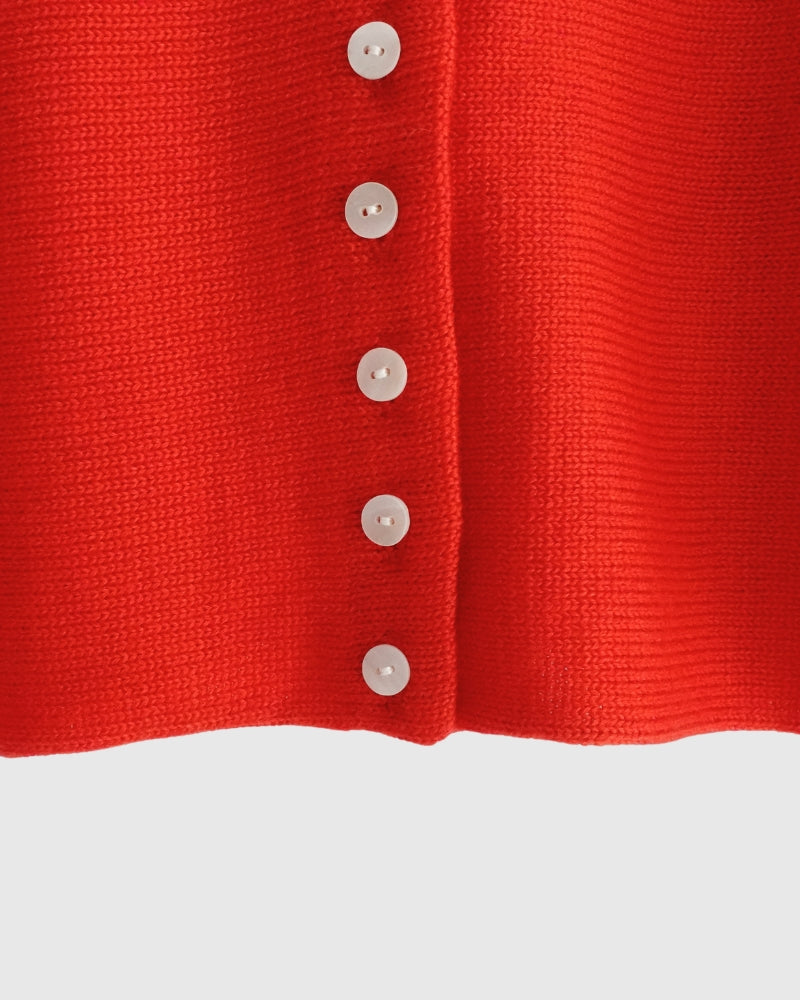 Bottleneck Boiled Wool Knit in Red