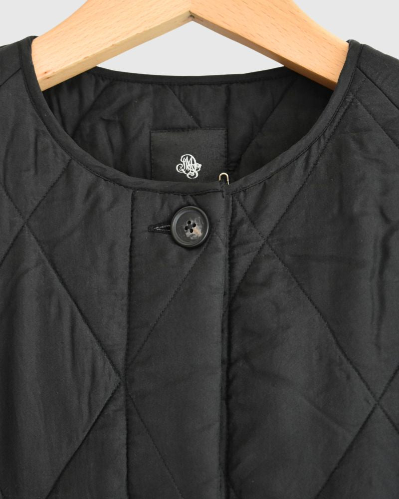 FRONT BUTTON SHORT COAT in Black