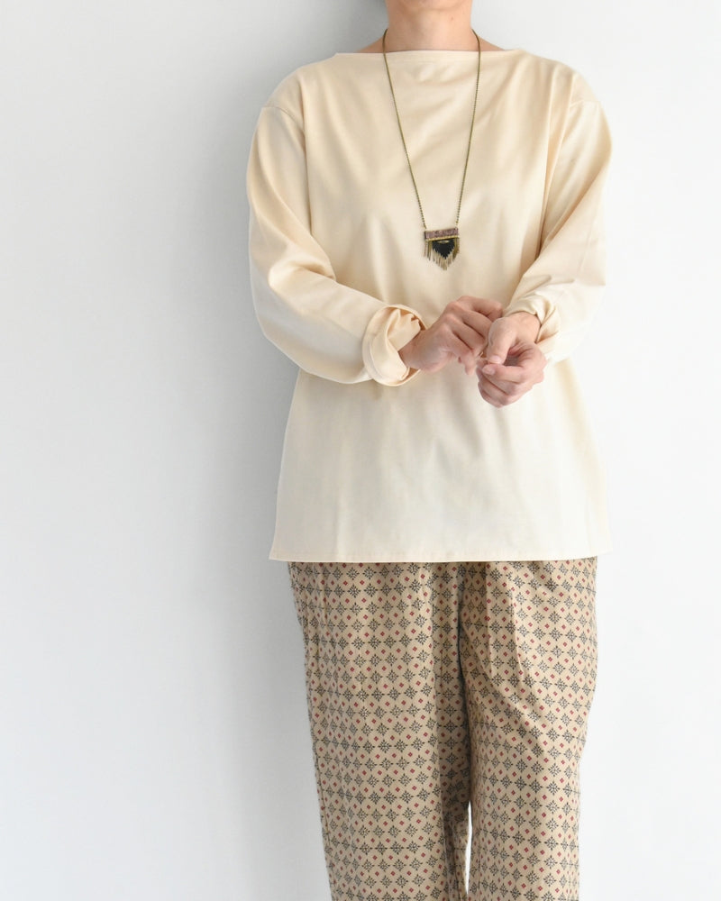 Giza Cotton Basque T-Shirt in Ivory