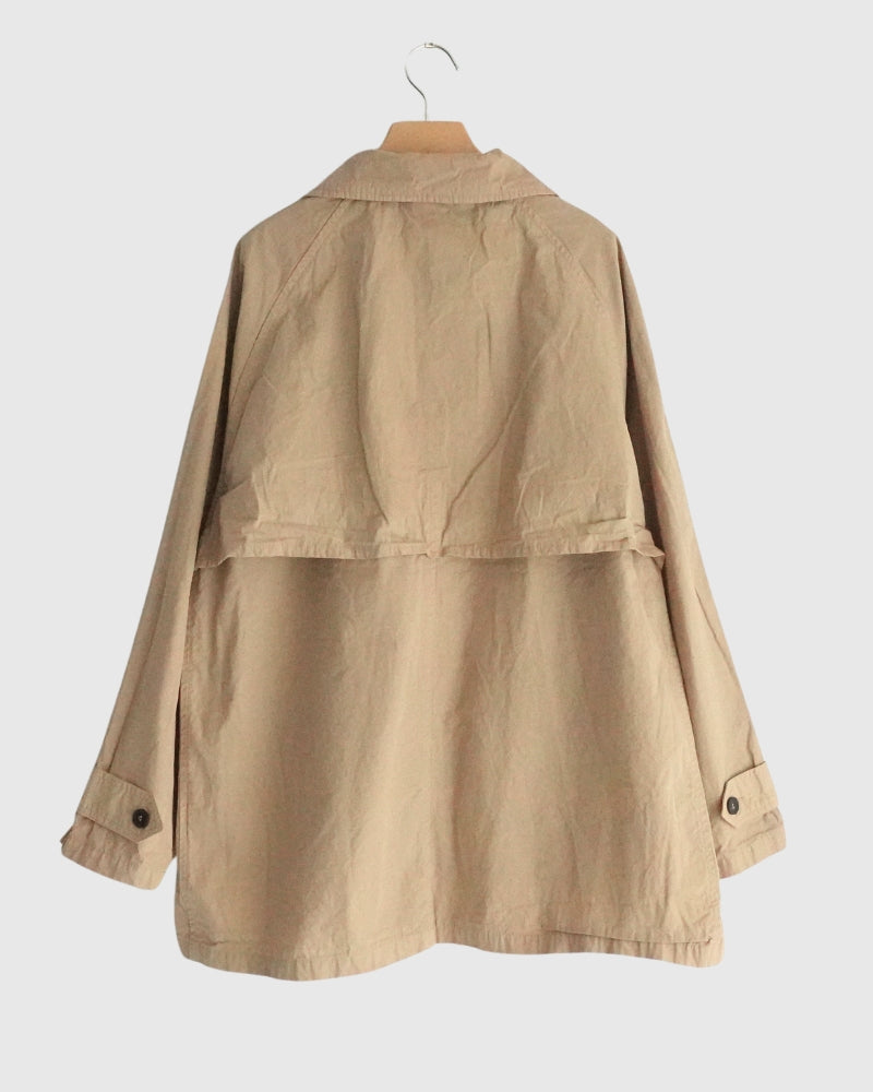 Balmacaan Short Coat in GrayKhaki
