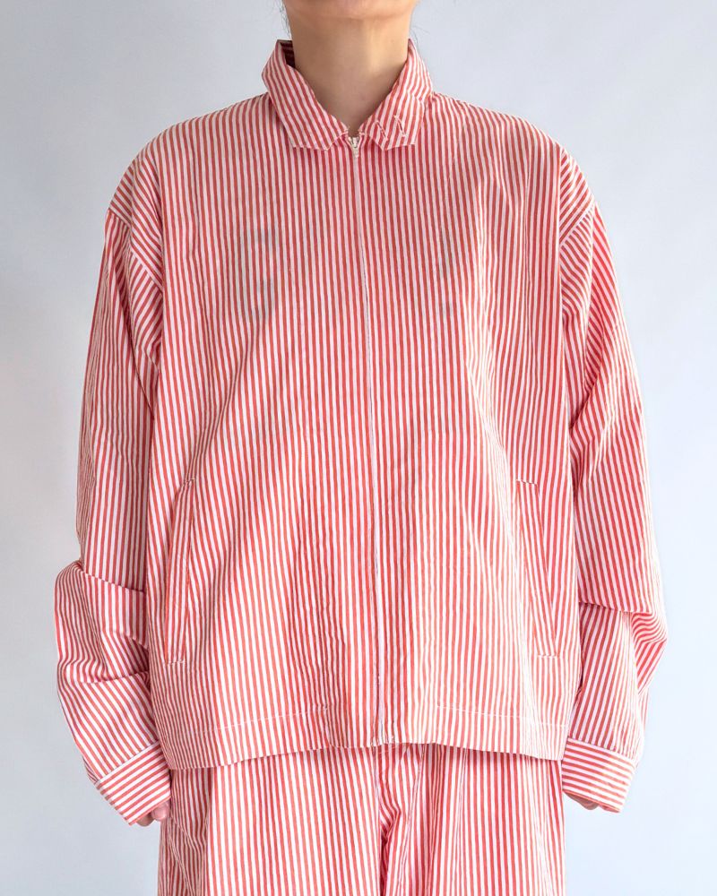 POPLIN STRIPE DRIZZLER JACKET in OrangeStripe