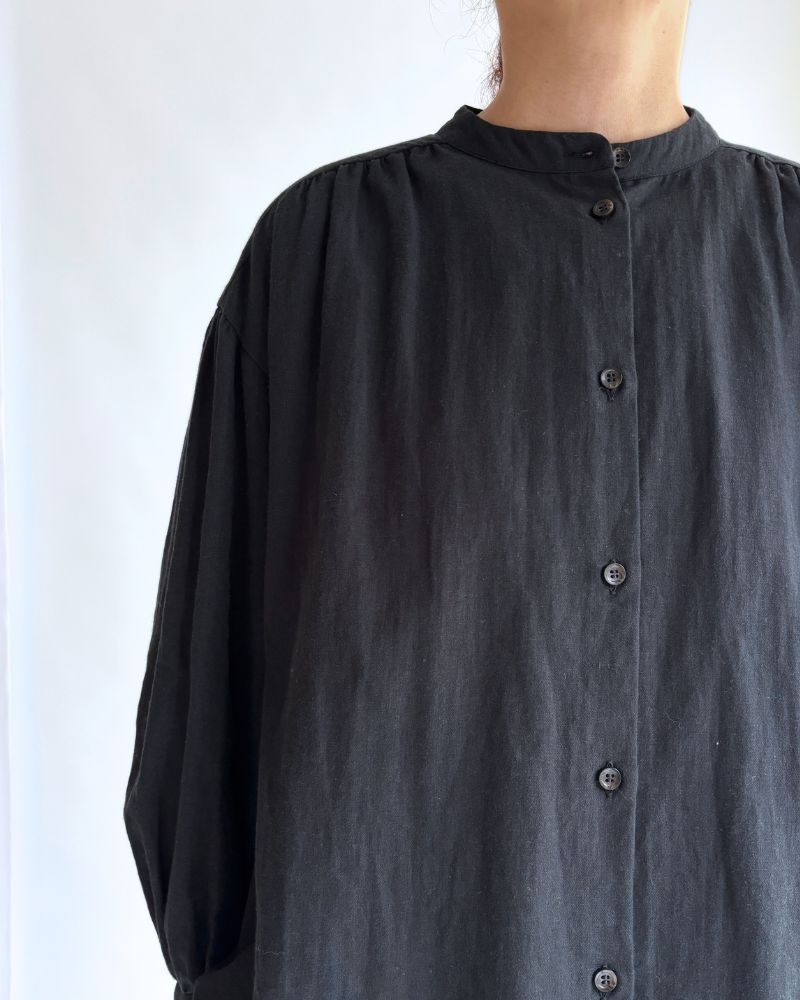 Camille Band Collar Shirt in Black