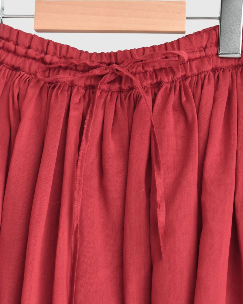 RAJASTHAN TUCK GATHERED SKIRT WITH LINING in Red
