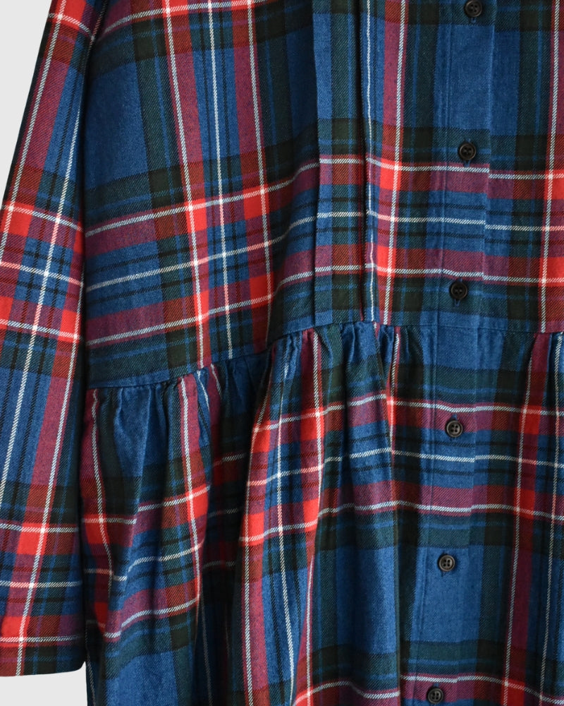 Indigo Tartan Foundation Shirt Dress in Indigo