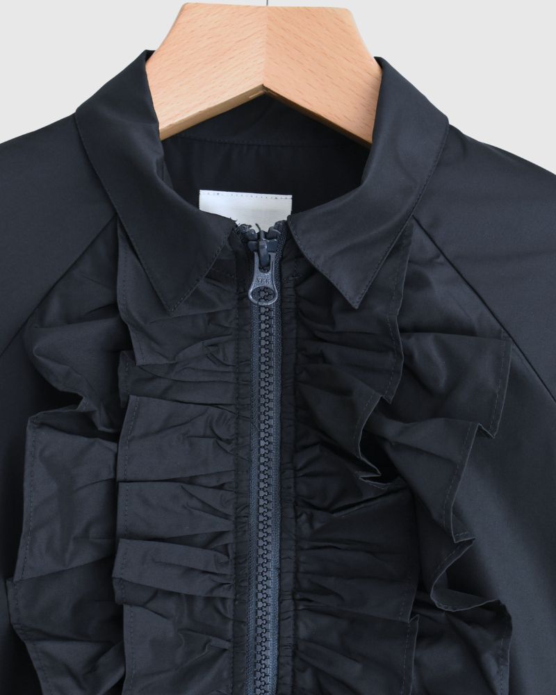 Front Frill Zip-Up Jumper in Navy