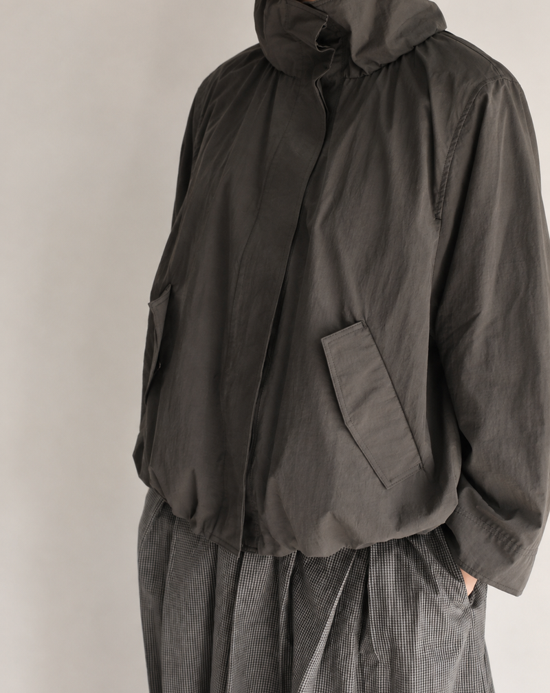Funnel Neck Jacket in Brown