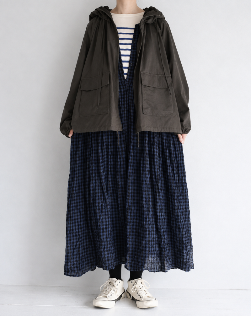 Oversized Hooded Jacket in Brown