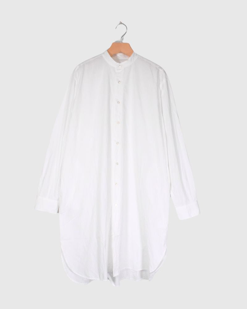 Band Collar Long Shirt in White