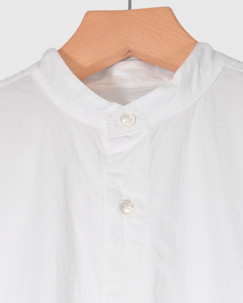 Band Collar Long Shirt in White