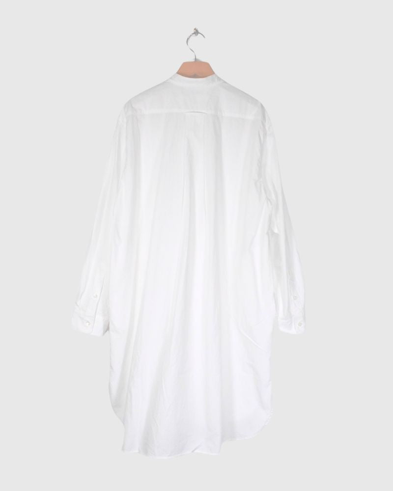 Band Collar Long Shirt in White