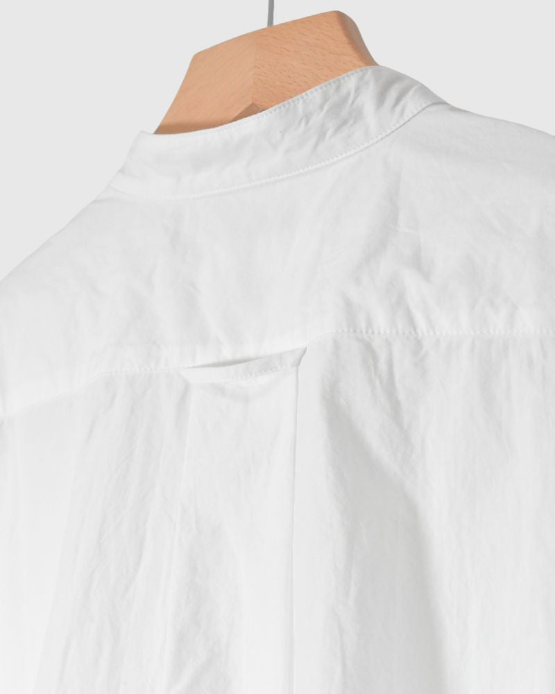 Band Collar Long Shirt in White