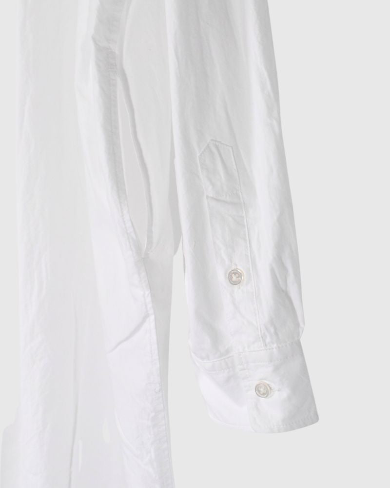 Band Collar Long Shirt in White