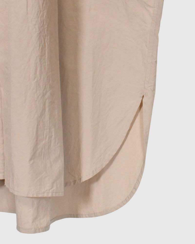 Band Collar Long Shirt in Beige