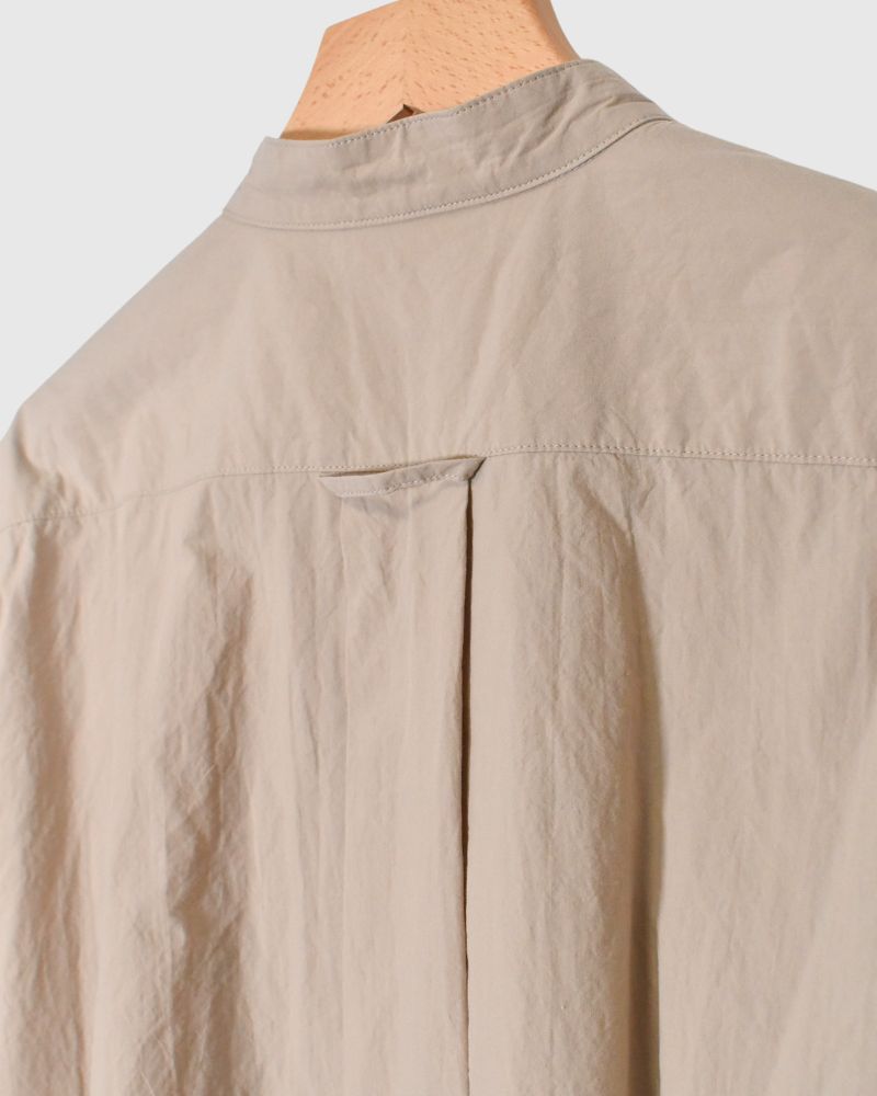 Band Collar Long Shirt in Beige