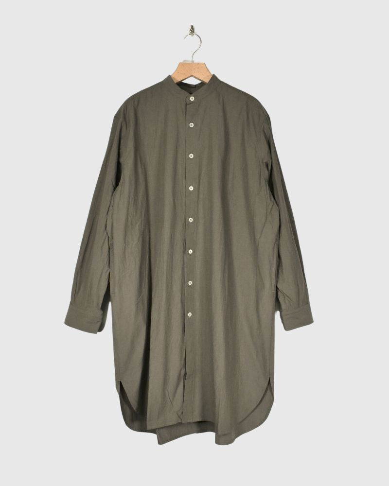 Band Collar Long Shirt in Khaki