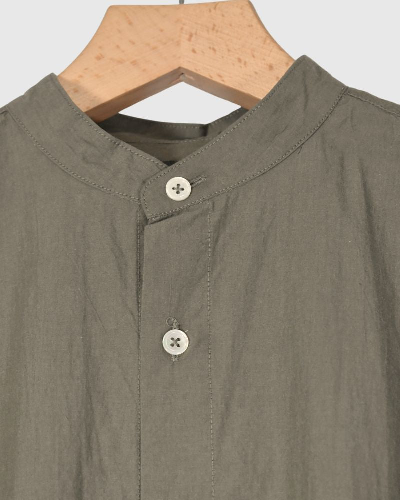 Band Collar Long Shirt in Khaki