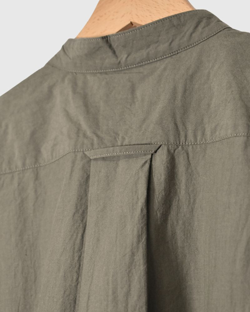 Band Collar Long Shirt in Khaki