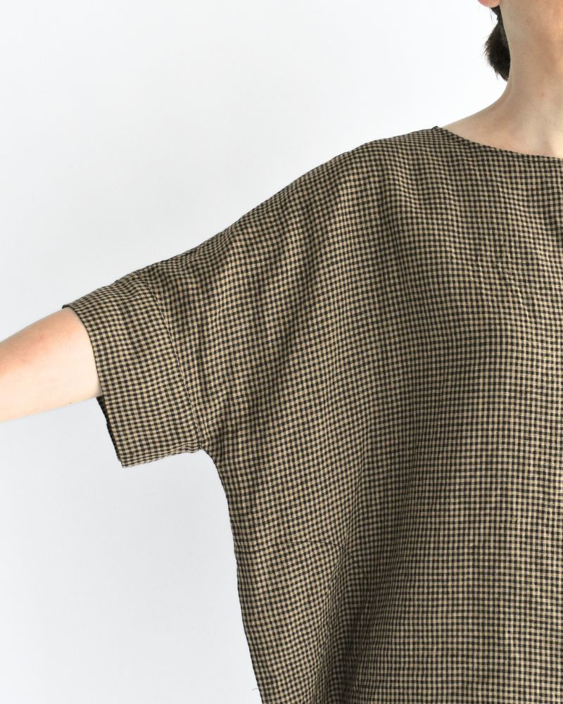Wide Cuffed T-Blouse in Camel/Black