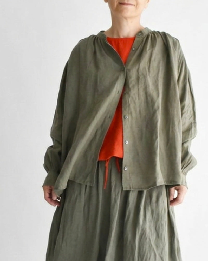 French Linen Shirt in Khaki