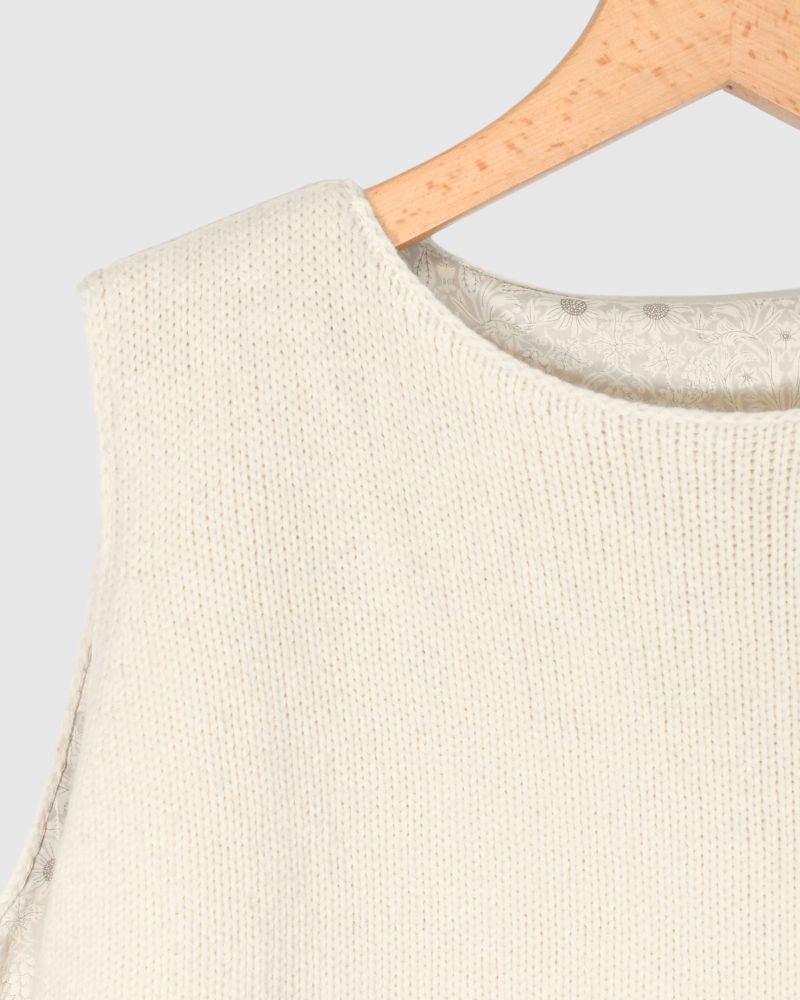 LIBERTY LINING STRING KNIT VEST in Milk