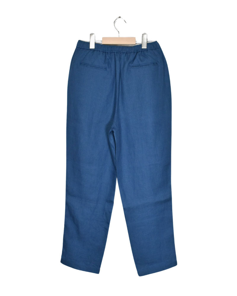 LINEN TWILL EASY TAPERED PANTS in Blue