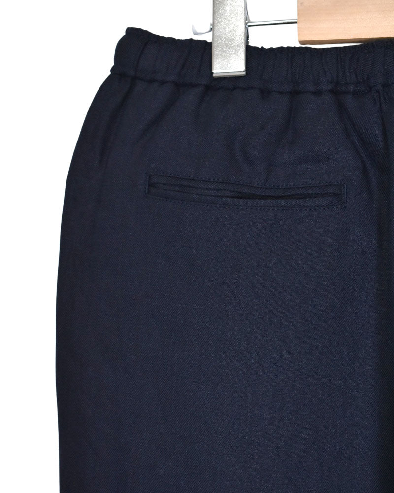 LINEN TWILL EASY TAPERED PANTS in Navy