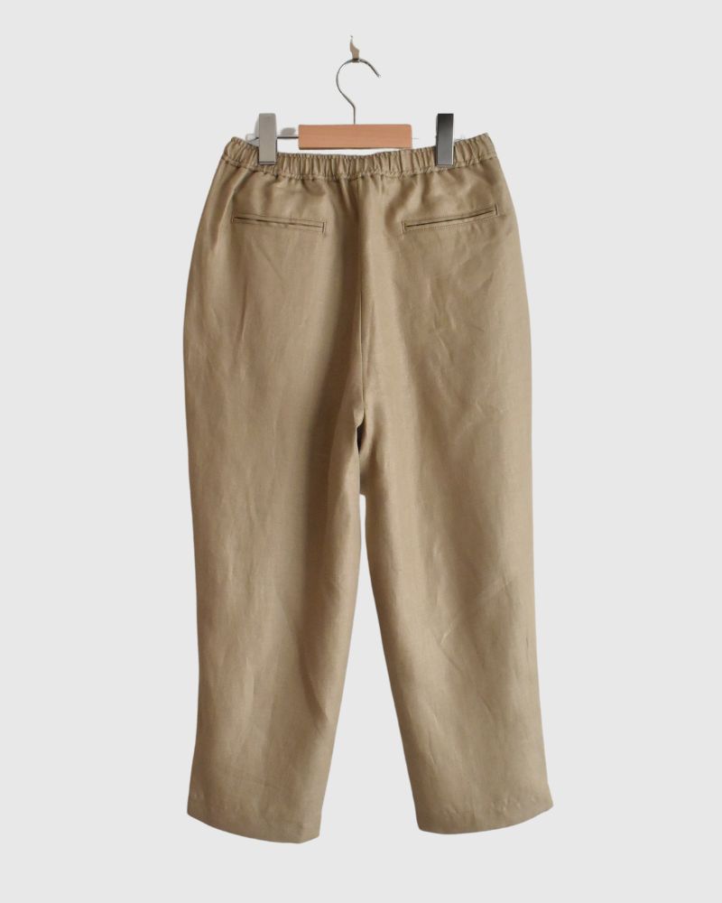 LINEN TWILL EASY TAPERED PANTS in BeigeKhaki