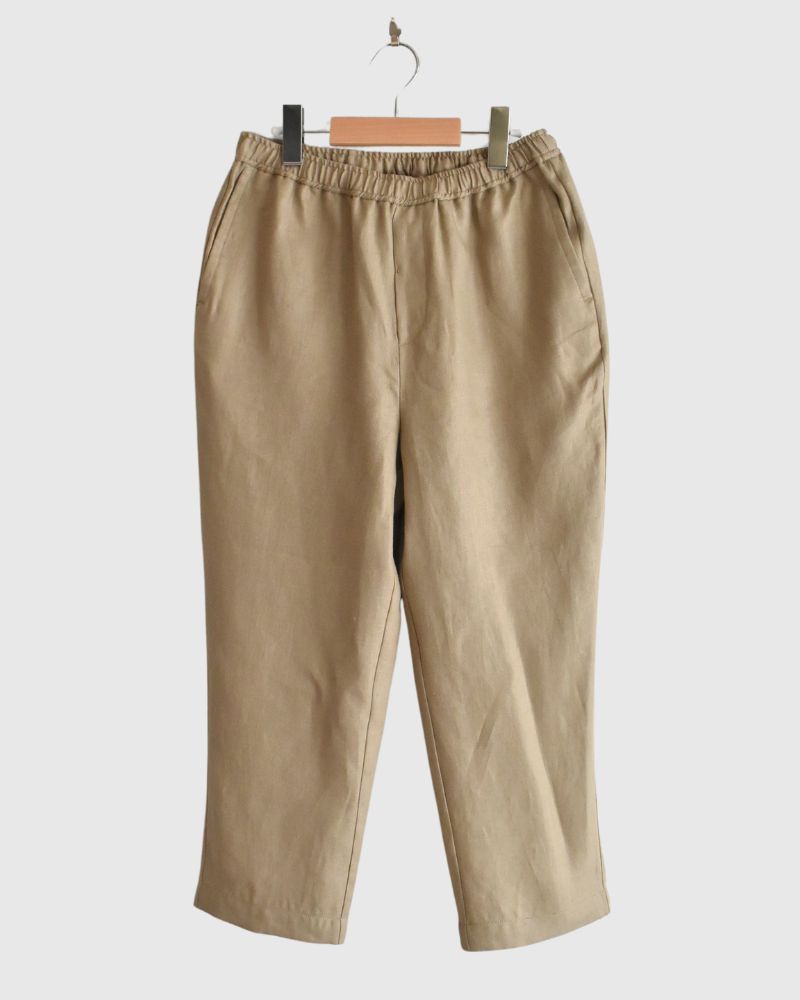 LINEN TWILL EASY TAPERED PANTS in BeigeKhaki