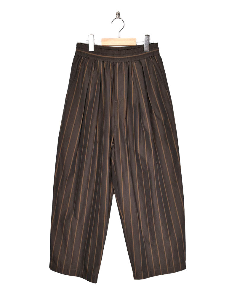 HAKAMA-W Tuck Easy Pants in Brown Stripe