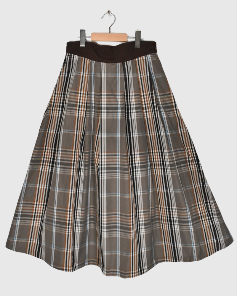 CHECK A LINE SKIRT 'FELINA' in BeigeBrown