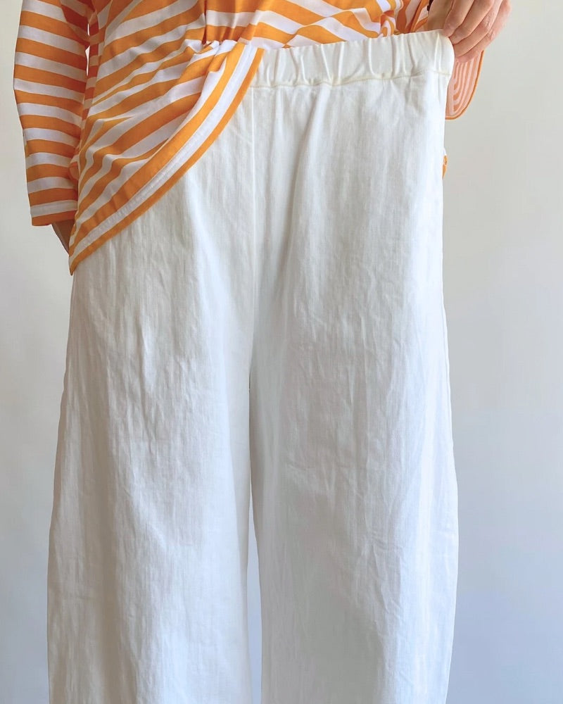 Easy cocoon pants (DENIM) in White