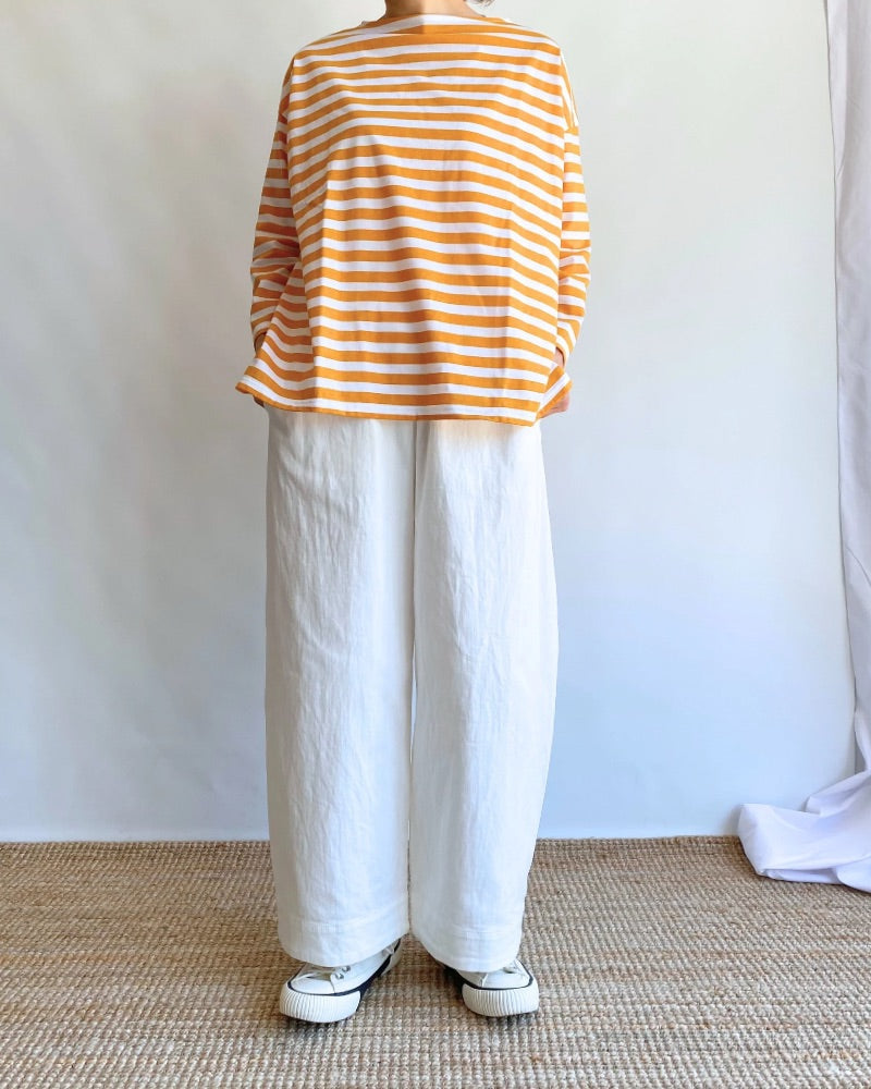 Easy cocoon pants (DENIM) in White